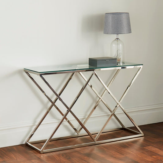 Layla Pyramid Console Table- Silver