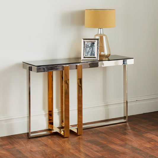Pluto Gold and Silver Console Table